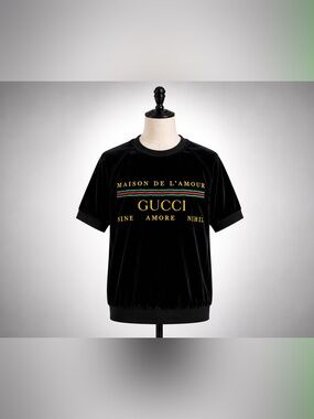 Authentic Gucci Maison De L’Amour Velvet Sweatshirt | Black | Size M | Made in I